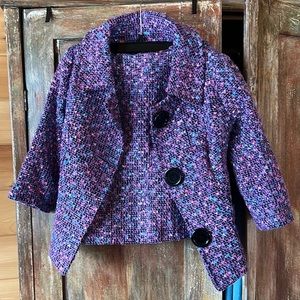 Purple set: Tweed Blazer Jacket and Skirt Sz 2